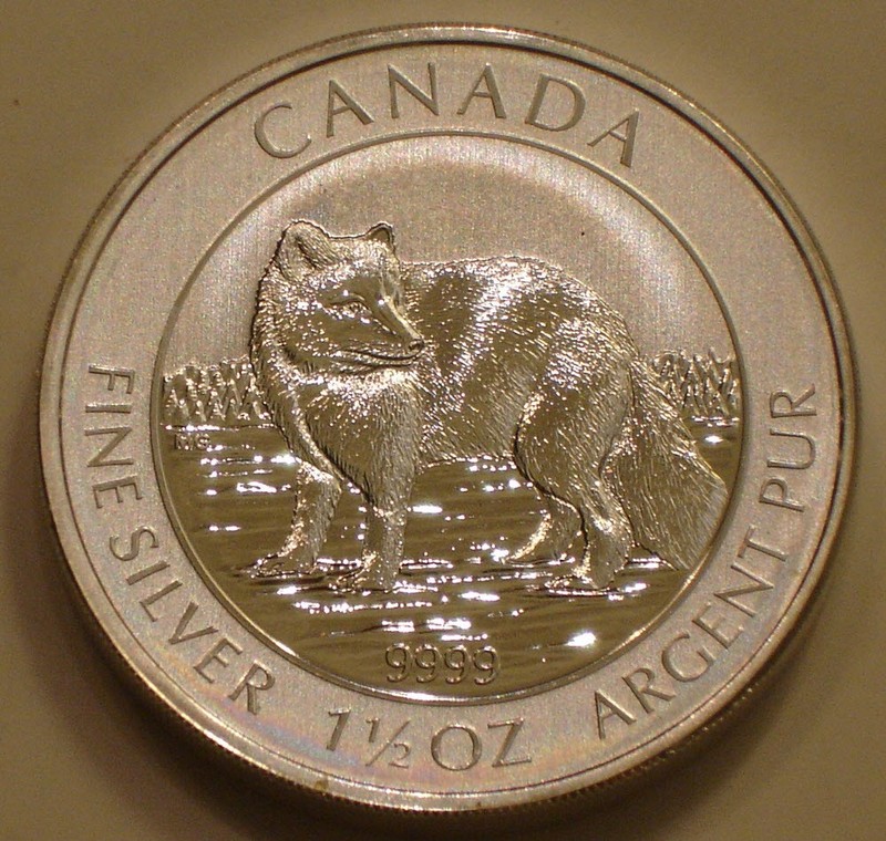 2014 .9999 Silver $8 Canada ARCTIC FOX 1.5 oz Actual SILVER Weight superb GEM BU
