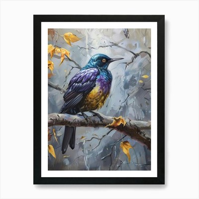 Vogel auf einem Ast 35 Kunstdruck gerahmt Wandbild Poster Leinwanddruck Bild