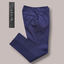 Gucci Pants Trousers Navy Blue Jacquard Pockets Wool Sil Blend 2009 Size 38