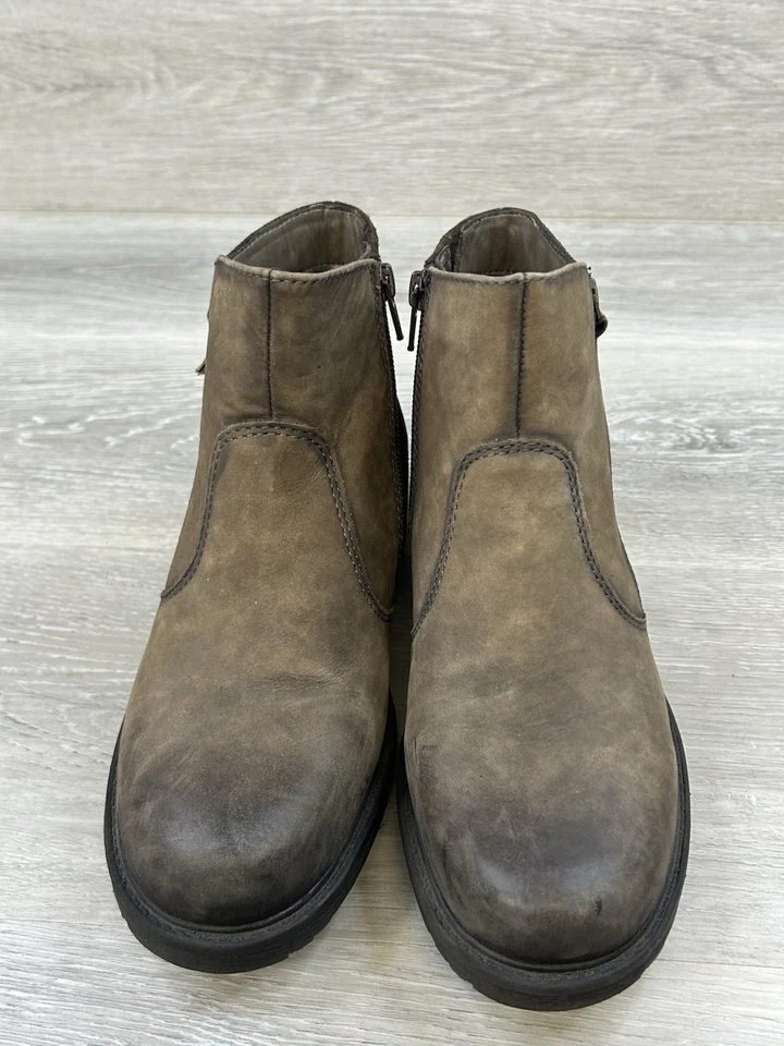 Botas para mujer Earth 8 zapatos informales cómodos acolchados con cremallera informales de cuero marrón Foto 2 de 4