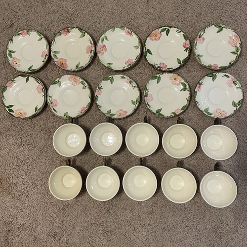 LARGE LOT of Franciscan Desert Rose 10 Teacups and 10 Saucers Vintage UVG - Picture 2 of 14