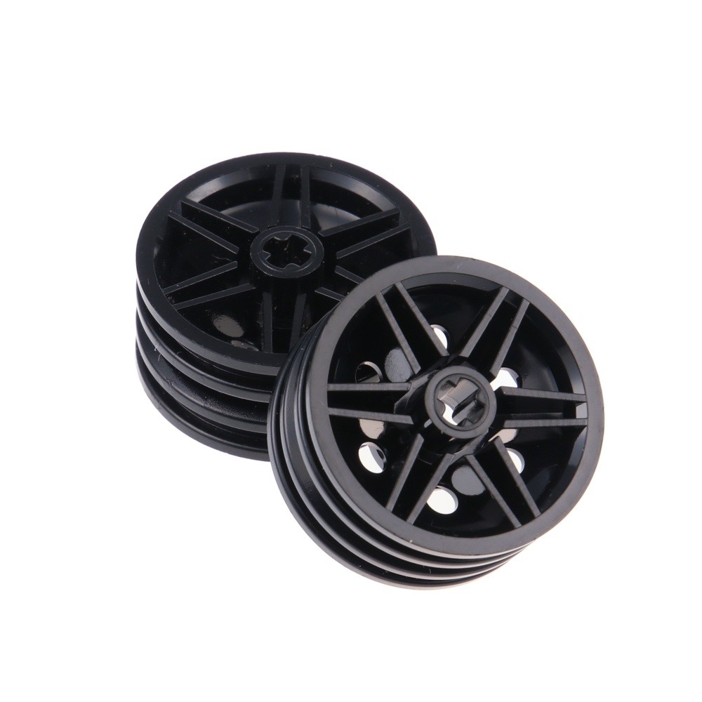 2x LEGO Technic Wheel 30x14 Black Axle Hole 6251174 98821 116107 56904