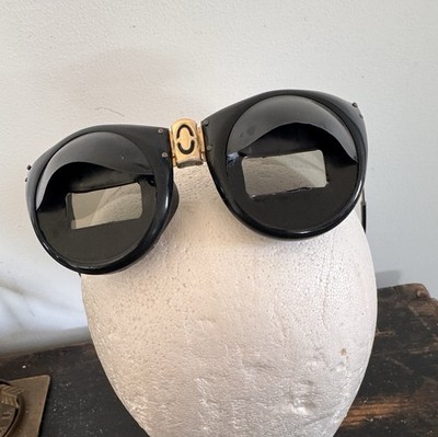 Vintage French Brevete fishing glacier Eye glasses black frames Circa 1960s Cebe