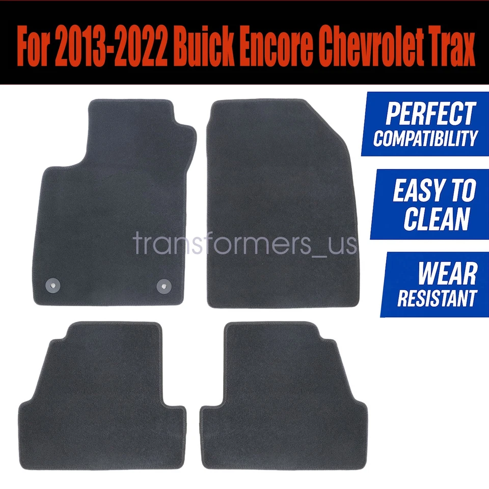 2013-2022 For Buick Encore Chevrolet Trax Front & Rear Velour Floor Mats Carpet - Image 3 of 4
