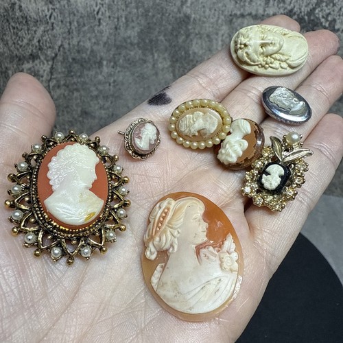 JOB LOT Cameo Costume Jewellery Ring Necklace Brooch Etc & Some Loose - Picture 12 of 12
