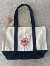 Trader Joe's Navy Reusable Canvas Tote Bag Large NWT