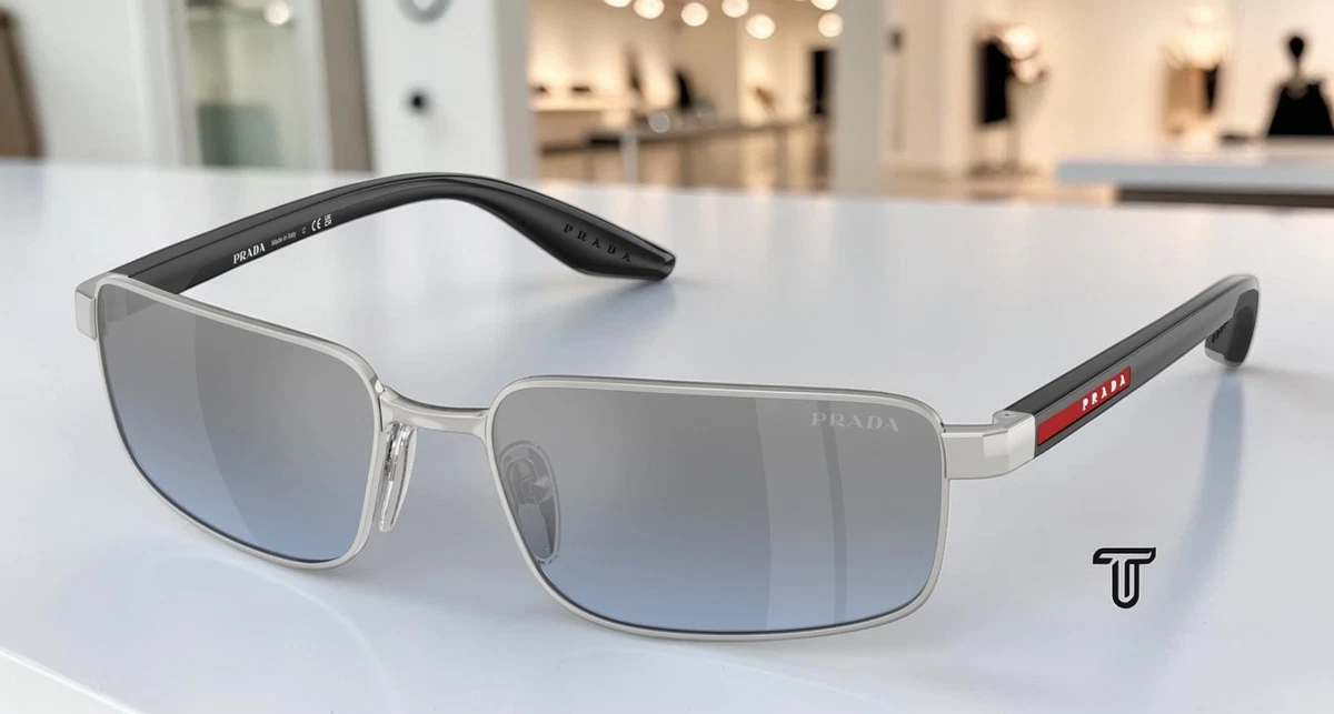 PRADA Silver Blue Sunglasses for Men for sale | eBay