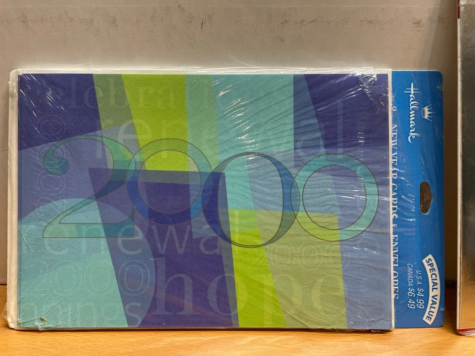Hallmark Y2K Year 2000 Happy New Year’s Card (3) unmarked | Foil Sticker Lot - Image 3 of 3