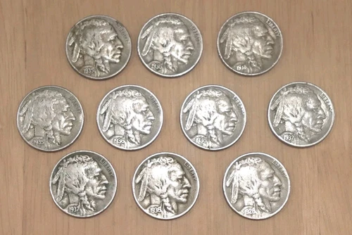 Buffalo Nickels Lot Of 10! Random Dates