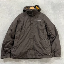 Columbia Jacket Mens XL Brown Interchange Hooded Waterproof Omni Heat Liner 3in1