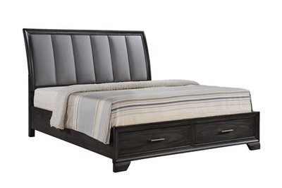 1pc Queen Storage Platform Bed Upholstered Ultra-plush Headboard Two Footboard