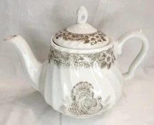 QUEEN'S MYOTT  FACTORY THANKSGIVING TURKEY China TEAPOT 5 CUP Beautiful 