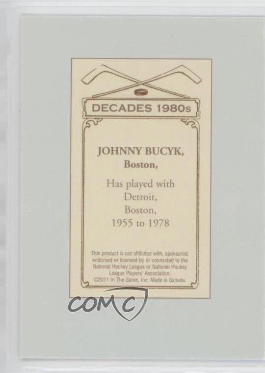 2010-11 ITG 100 Years of Collecting Johnny Bucyk John Bucyk #55 HOF - Image 2 of 2
