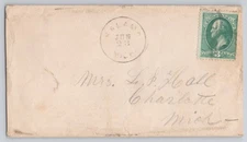 Charlotte, Michigan — Circular June 23 Postmark 1¢ Green Franklin Stamp Envelope