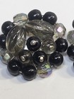 Vintage Signed Made in Germany Black Clear Round Crystal Glass Cluster Clip-On — photo 3