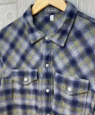Ibex Men’s Flannel Shirt Plaid Metal Snap Front Wool Blend Hiking Size XL