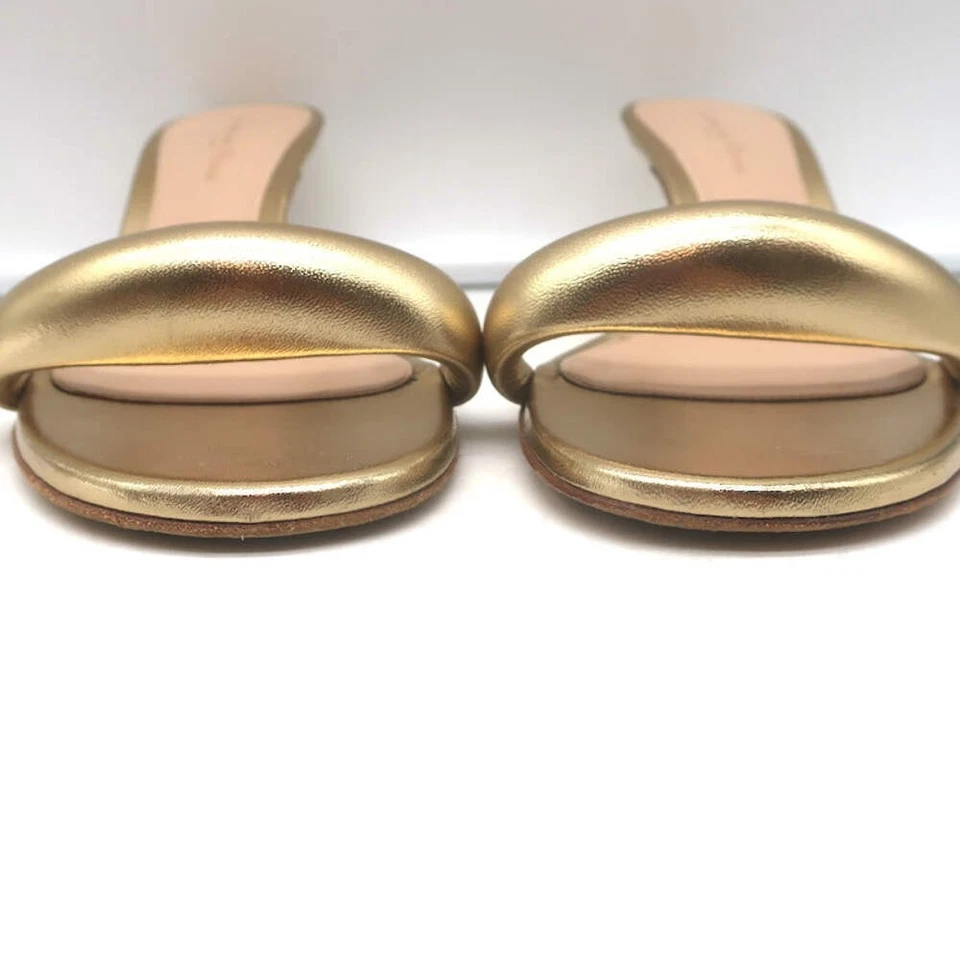 Gianvito Rossi Bijoux котенок каблук мулы золото металлический кожаный размер 38 - Изображение 4 из 4