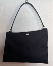 Bally Black Nylon Leather Shoulder Bag Hobo Minimalist Authentic Excellent Japa