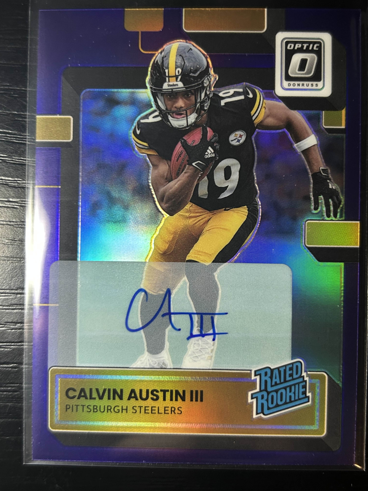 Calvin Austin III 2022 Donruss Optic #236 Purple Prizm Auto /35 Rookie RC