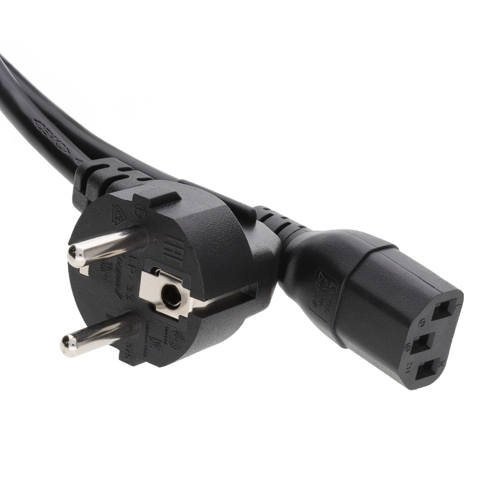 EURO Schuko Plug Power Cord to IEC C13 Plug 5A Lead Cable 0.5m Black