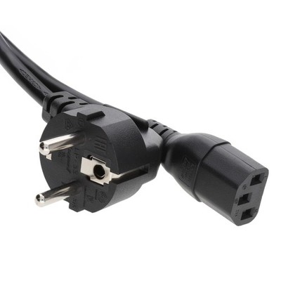 EURO Schuko Stecker Netzkabel Zu IEC C13 Stecker 5A Kabel 0,5m Schwarz