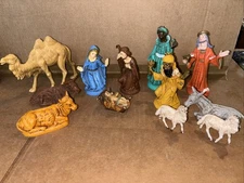 Vintage Nativity Set Christmas Manger Scene 12 Piece Figures Made In Italy #Q