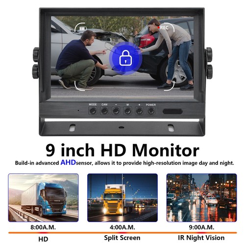 Quad 9'' DVR Monitor +4*4CH Reversing Camera &BSD Blind Spot Radar For BUS Truck - Picture 2 of 19