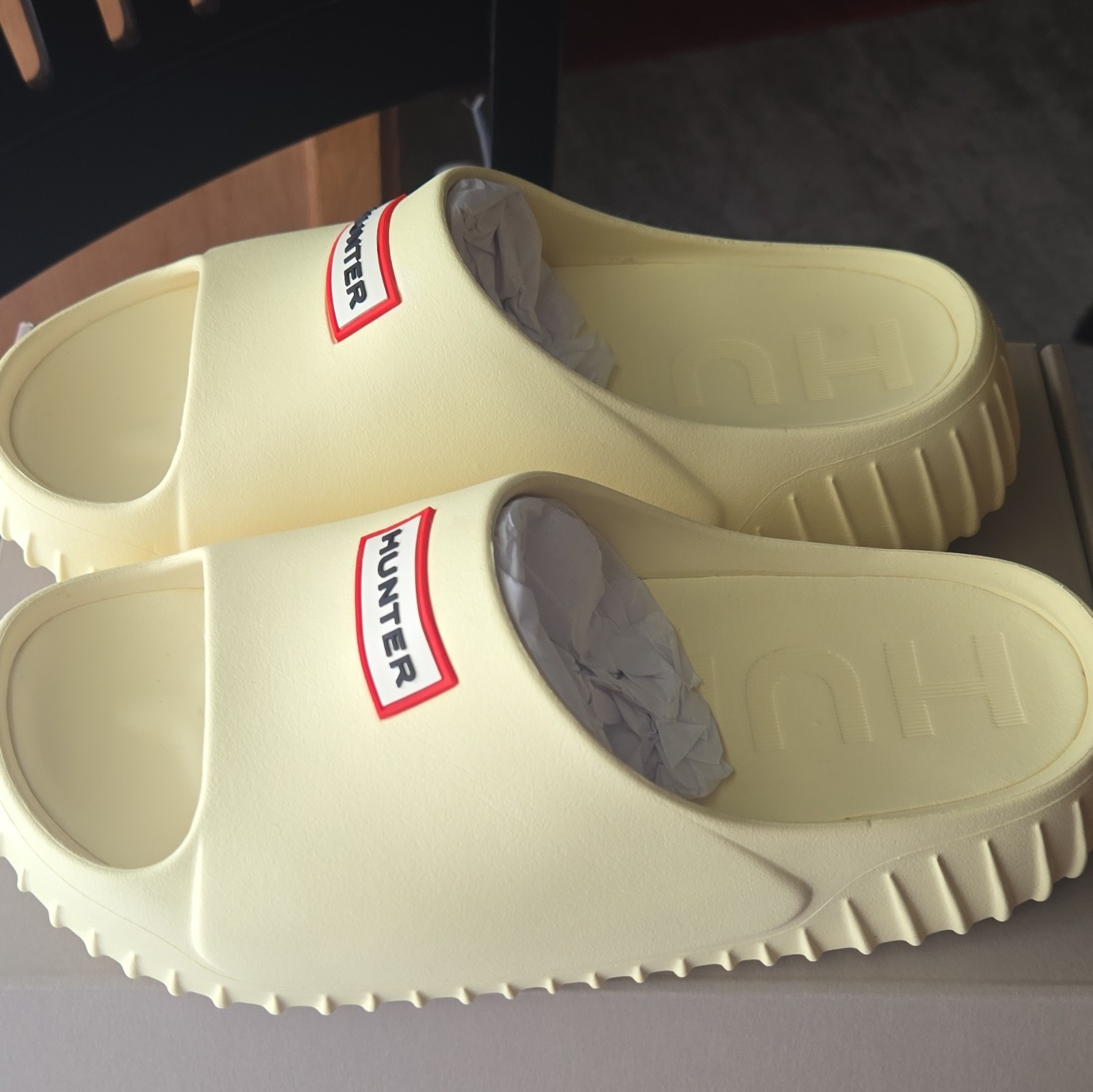 💛Hunter Buttercream Yellow Slide Sandal Women's US 7 UK 5 EU 38 Size💛