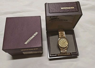 Vintage Mens Wittnauer Swiss Sapphire Crystal Day Date Watch Band VGUC Free S/H