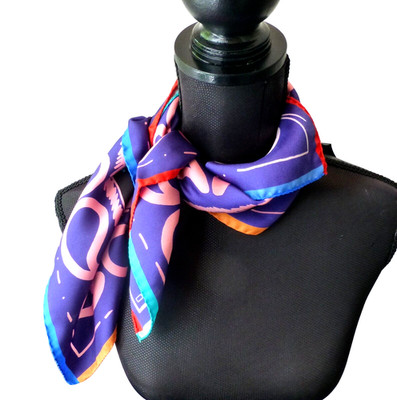 Etro Scarf Small Square Purse Scarf Blue Purple Print 100% Silk Colorful 31 NWT