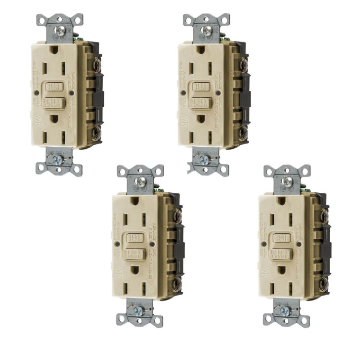 Hubbell GFWRST15I GFCI Commercial grade Self test 15A IVORY - Pack of 4 - NEW