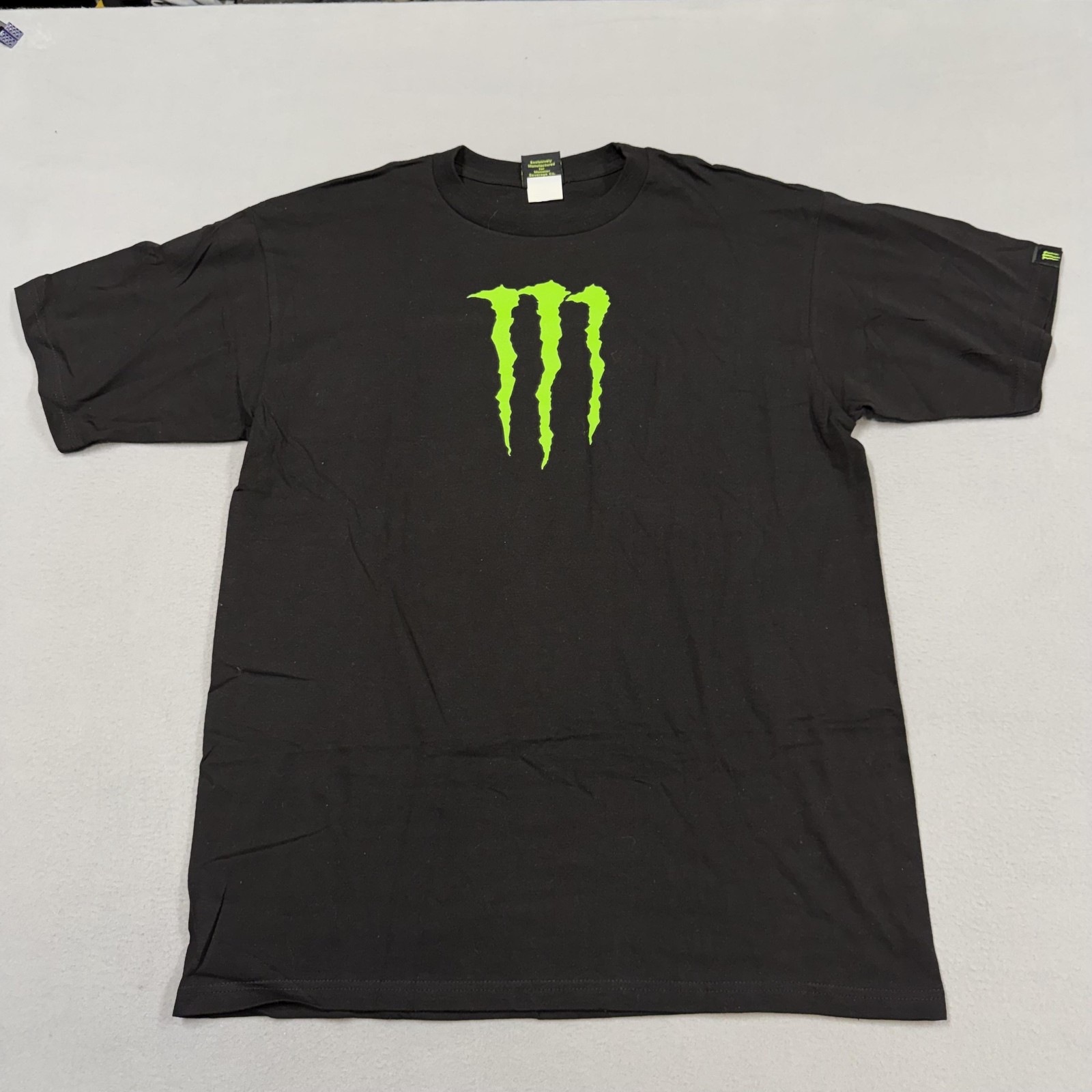 Monster Energy Shirt Mens Large Black Back Logo Graphic Tee Energy Drink