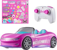 Hot Wheels Barbie RC Toy Car, Remote-Control Pink Convertible, Can Hold 2 Barbie