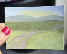 ACEO Original Landscape Art Card Acrylic/Canvas Hand Painted 2.5 In x3.5 In