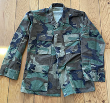 Vintage US Military BDU Jacket Coat Mens Medium Regular Woodland Camo Combat 90s