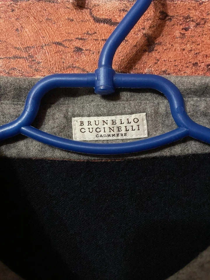 Brunello Cucinelli 100% CASHMERE Blue Navy Pullover Collared Sweater Size Large - Image 4 of 4