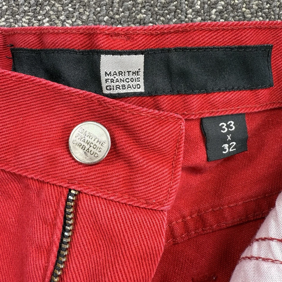 Jeans De Colección Marithe Francois Girbaud Rojo Sarga Hombres 33x32 Ajuste 32x30.5 Bota Hendidura Y2K Foto 3 de 4