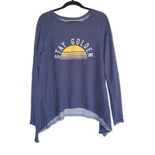 Grayson Threads Stay Golden Graphic Long Sleeve T Shirt Top Womens M Blue