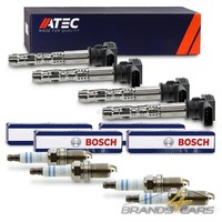 Atec 4X ZÜNdspule + 4X Bosch ZÜNdkerze FÜR Audi Seat Skoda VW Golf 1.8 2.0 TSI