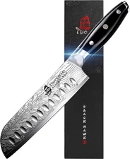 TUO Cutlery 7'' Santoku Knife-Black Hawk-S Series, Japanese Chef’s Kitchen Knife