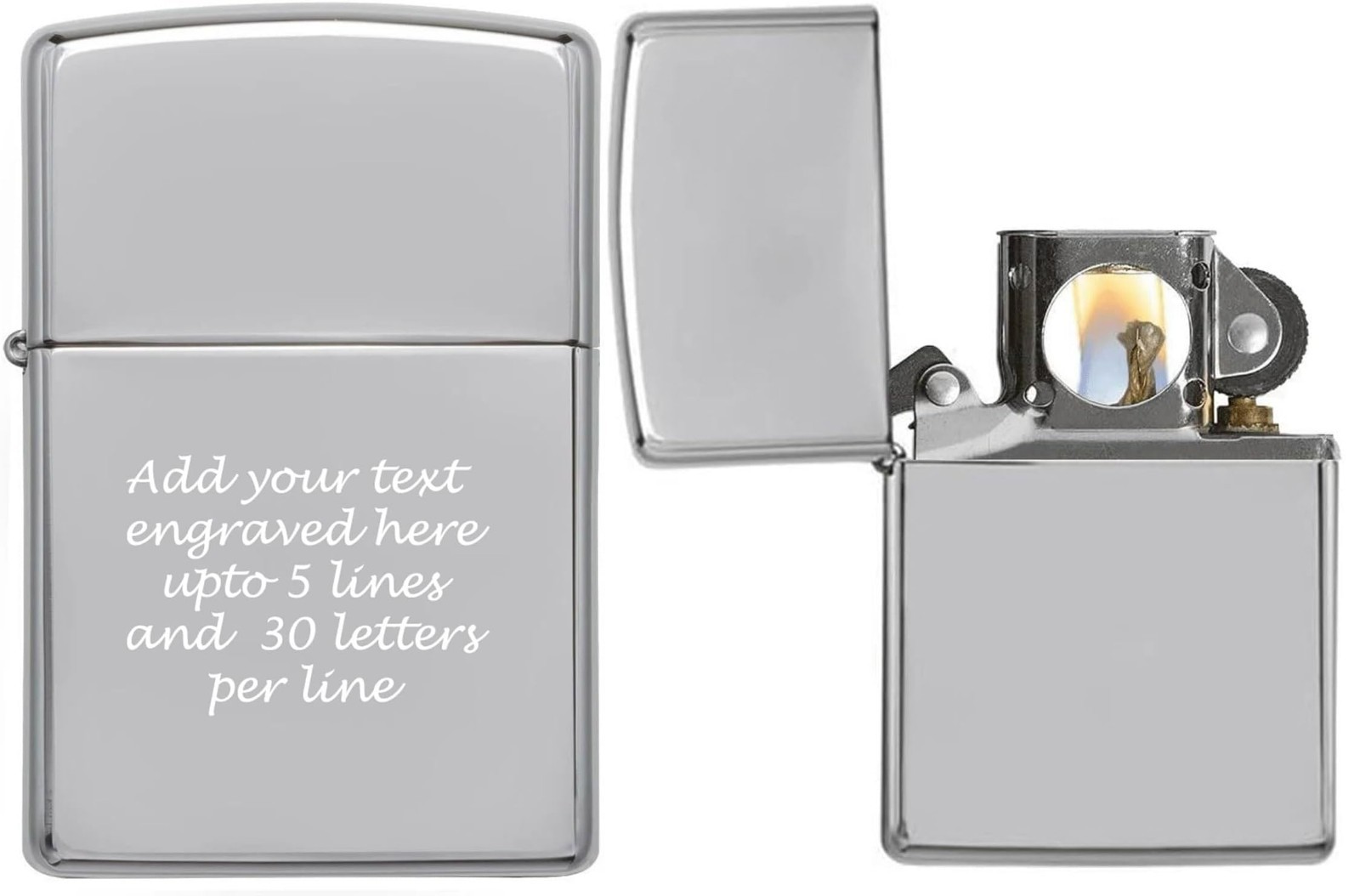 &ndash; Chrome Windproof Classic Engraved Gift