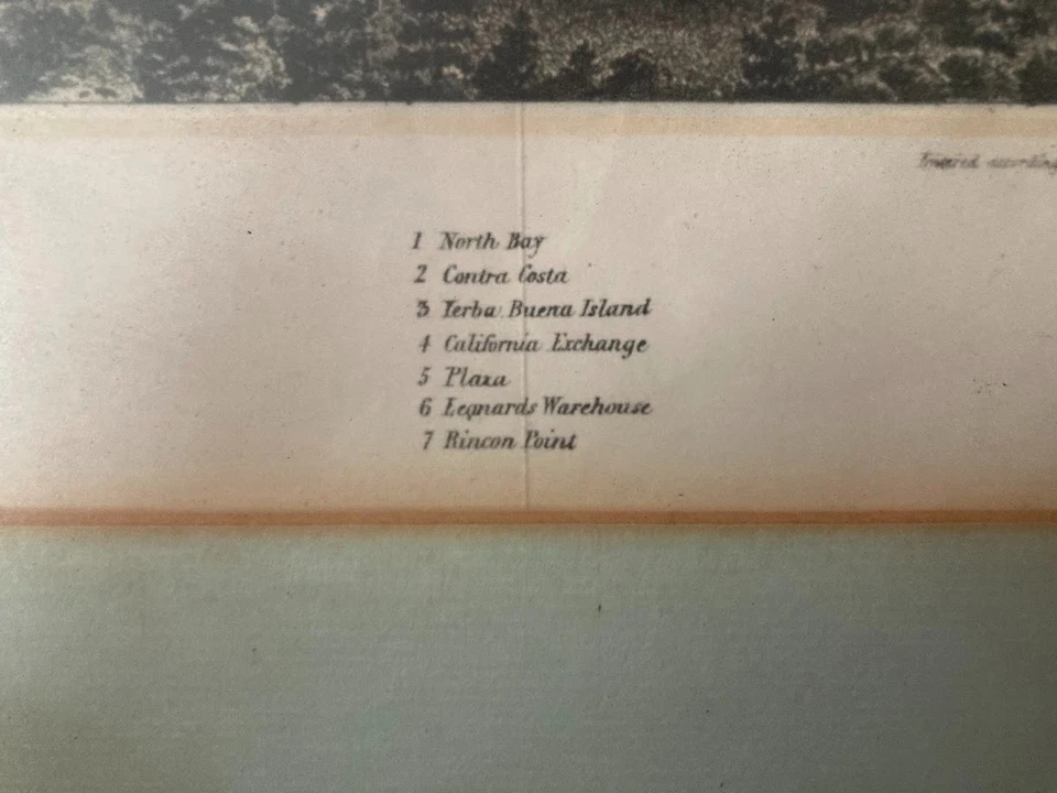 古董 1856 年旧金山平版画亨利·比尔相框全景印刷品 — 第 4/4 张图片