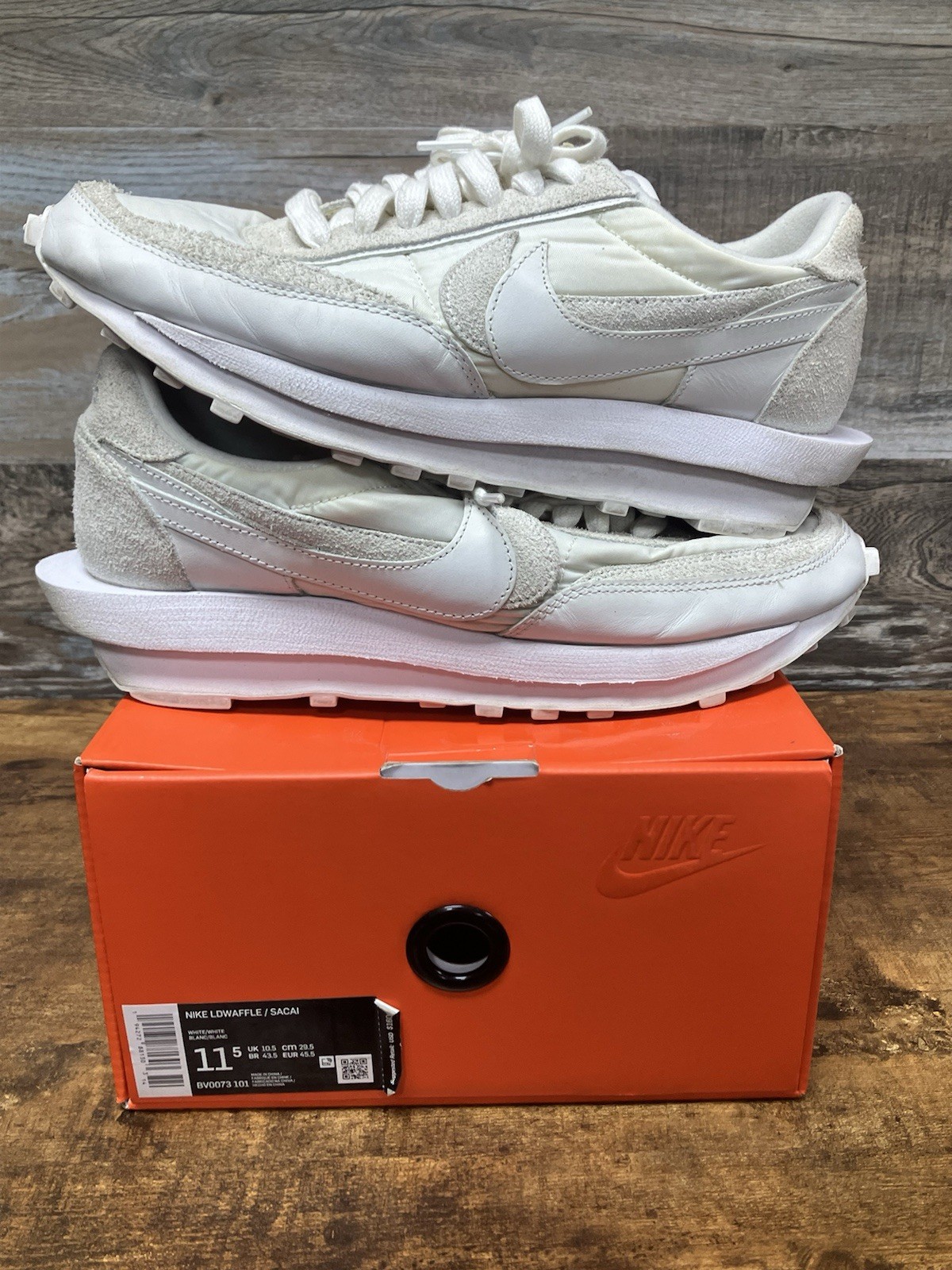 SACAI X NIKE Taglia 11 5 Nike sacai x LDWaffle nylon bianco