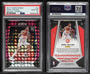 2017-18 Panini Prizm Mosaic Purple /99 John Collins #53 PSA 10 GEM MT Rookie RC