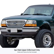 For Ford Ranger 98-00 Apg 2-pc Polished 8x6 Mm Horizontal Billet Main Grille