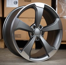 18" VW PASSAT B6/7/8/9  GUNMETAL/POL RS3-ROTOR DESIGN 8J ALLOY WHEELS X4