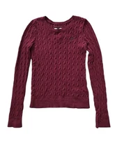 Gilly Hicks Cable Knit Burgundy Sweater Women's Small Preppy Fisherman Y2K Bella