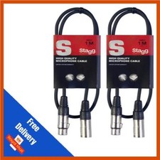 Image of 2 x 1m Stagg Microphone Cable Male to Female Balanced XLR Mic Audio Lead