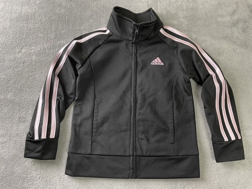 Adidas Kids' 4T Girls Core Tricot Tracksuit Black/PINK •pilling On Thigh, Elbows - Picture 7 of 14