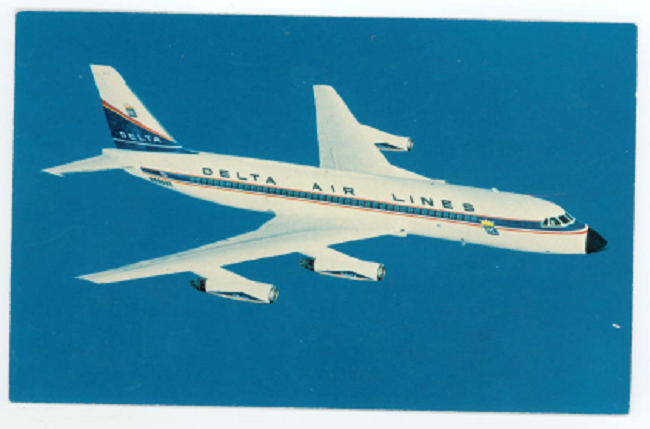 Delta Convair 880 Postcard - Vintage 1960's Delta Airlines